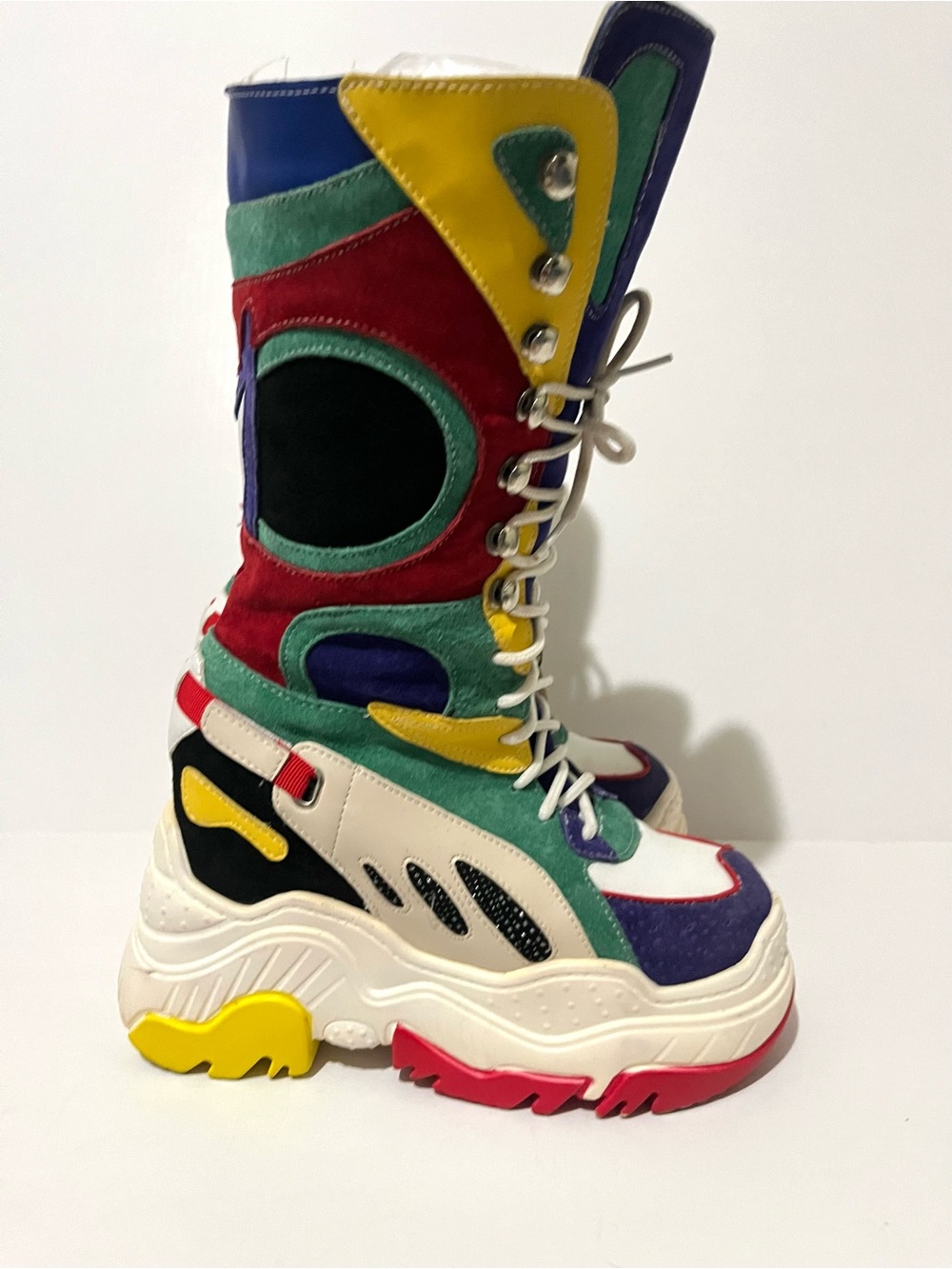 Anthony Wang Tangerine -02 Women's Multicolor Platform Lace-Up Boots - Picture 3 of 7
